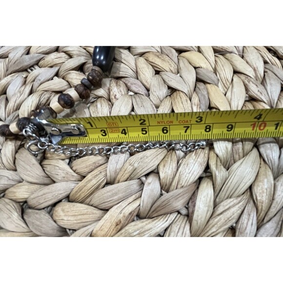 Paua Shell & Calcite Reversible Pendant W/ Wooden Beads Necklace Boho Tribal - Picture 9 of 9